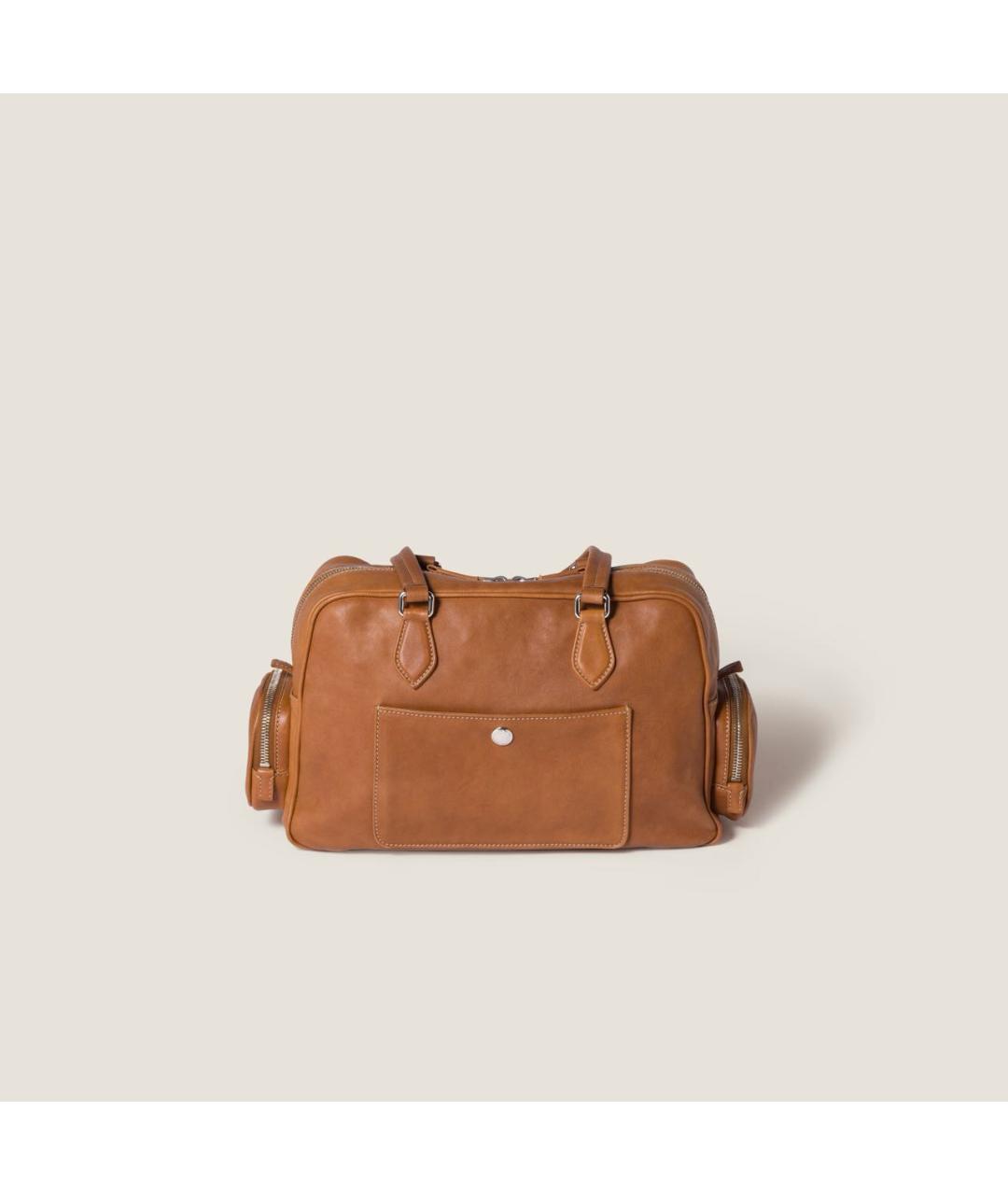 MIU MIU Коричневая кожаная сумка с короткими ручками, фото 4