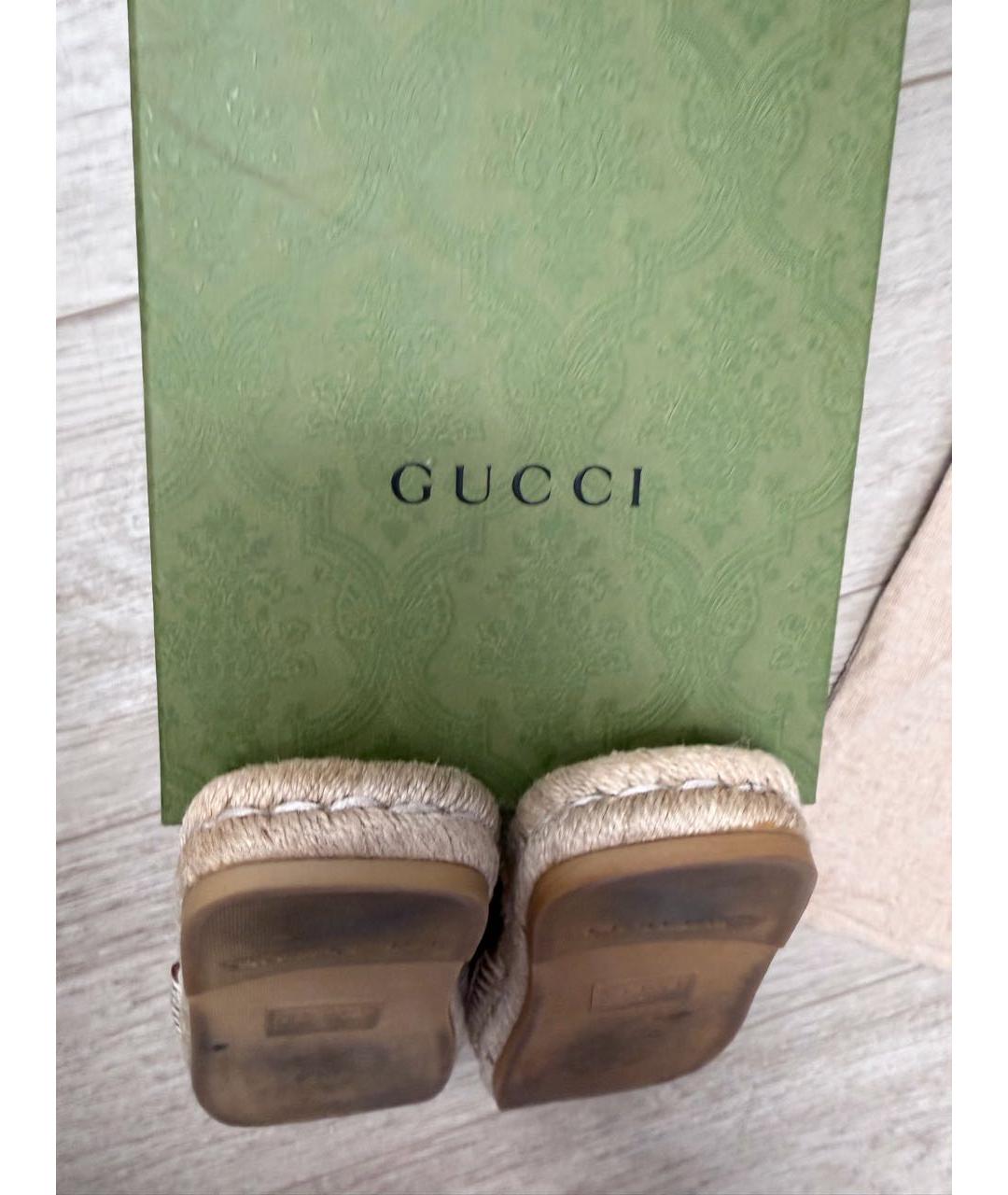 GUCCI Коричневые кожаные шлепанцы, фото 4