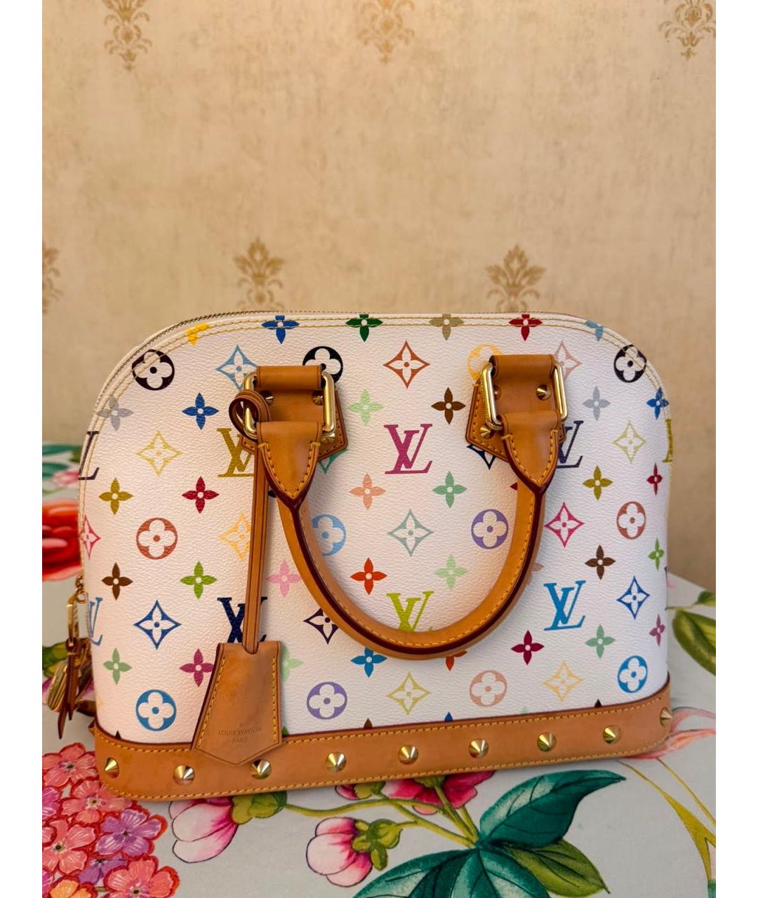 LOUIS VUITTON Белая сумка с короткими ручками из канвы, фото 5