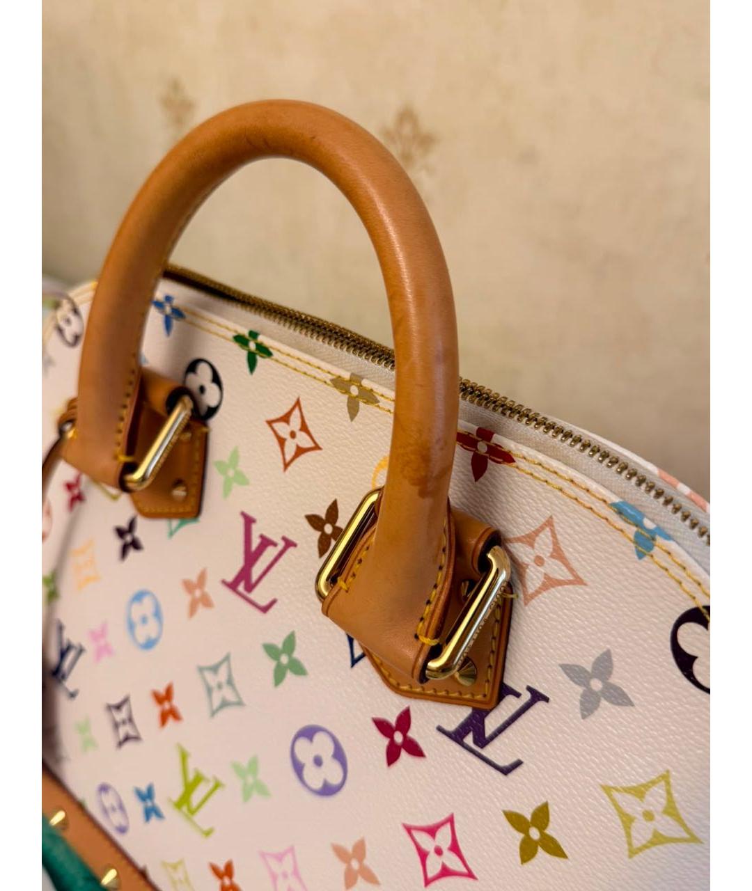 LOUIS VUITTON Белая сумка с короткими ручками из канвы, фото 3