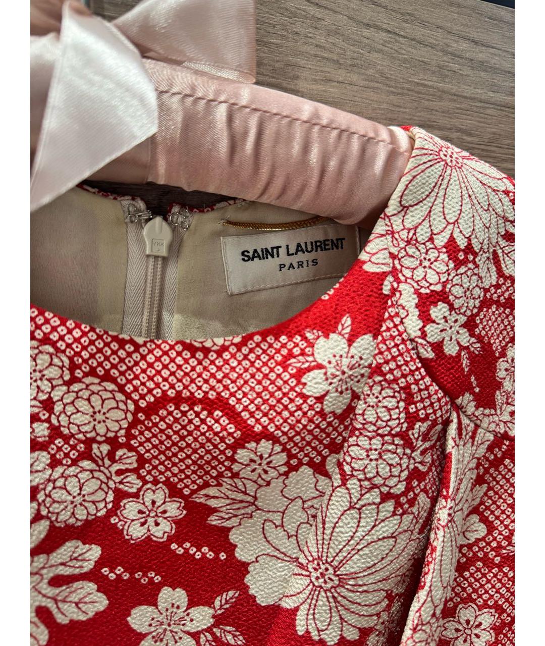 SAINT LAURENT Красное полиэстеровое повседневное платье, фото 3
