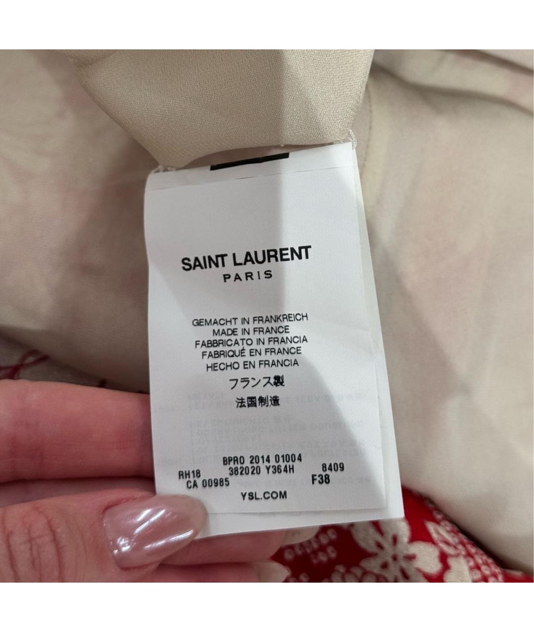 SAINT LAURENT Красное полиэстеровое повседневное платье, фото 6