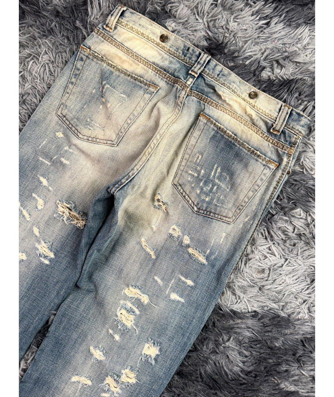 JUST CAVALLI Голубые хлопковые прямые джинсы, фото 4