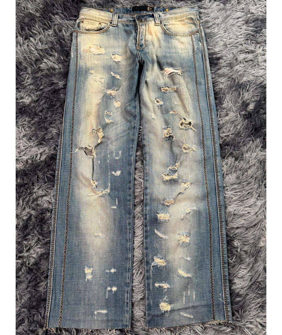 JUST CAVALLI Голубые хлопковые прямые джинсы, фото 8