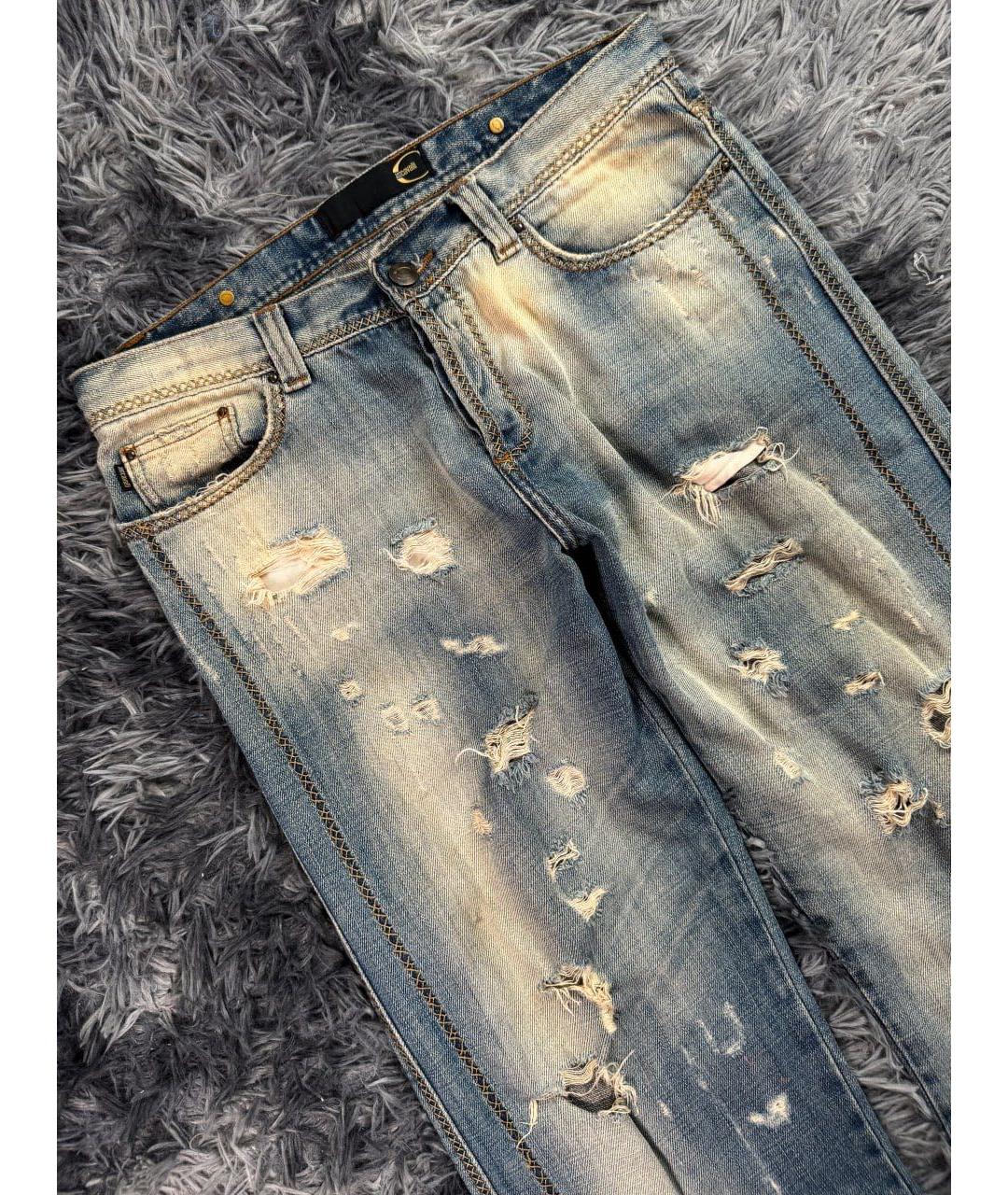 JUST CAVALLI Голубые хлопковые прямые джинсы, фото 3