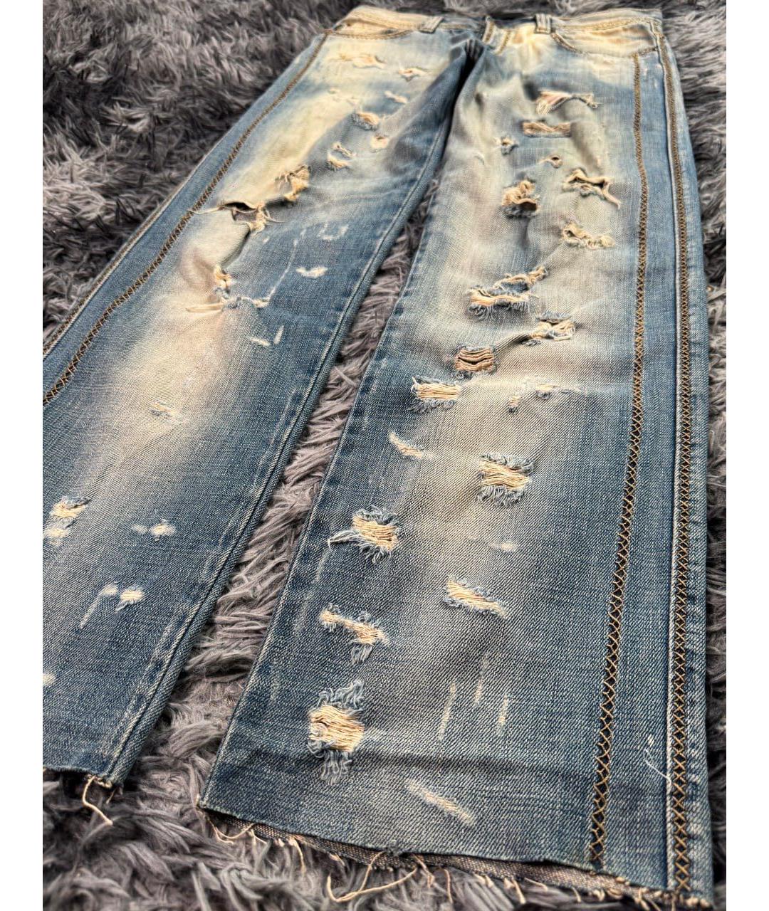 JUST CAVALLI Голубые хлопковые прямые джинсы, фото 6