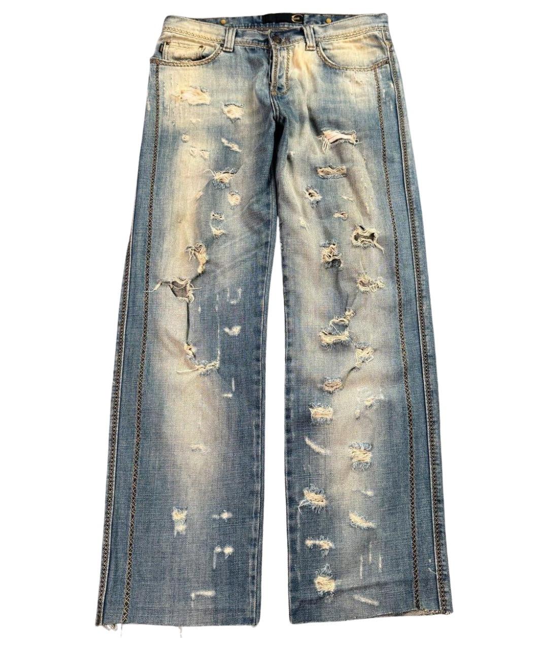 JUST CAVALLI Голубые хлопковые прямые джинсы, фото 1