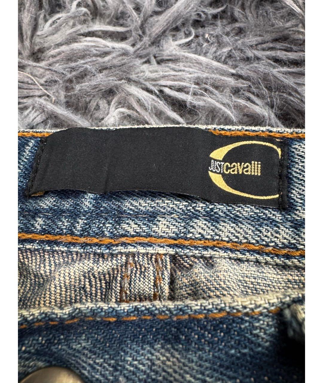 JUST CAVALLI Голубые хлопковые прямые джинсы, фото 7