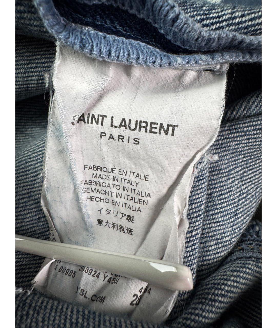 SAINT LAURENT Синие хлопковые джинсы слим, фото 8