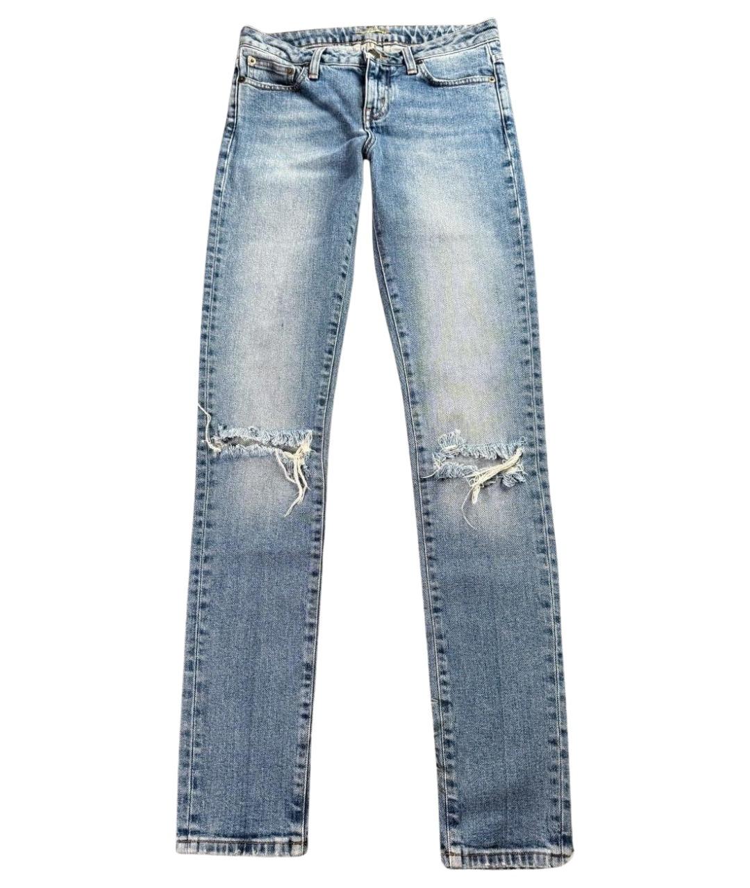 SAINT LAURENT Синие хлопковые джинсы слим, фото 1
