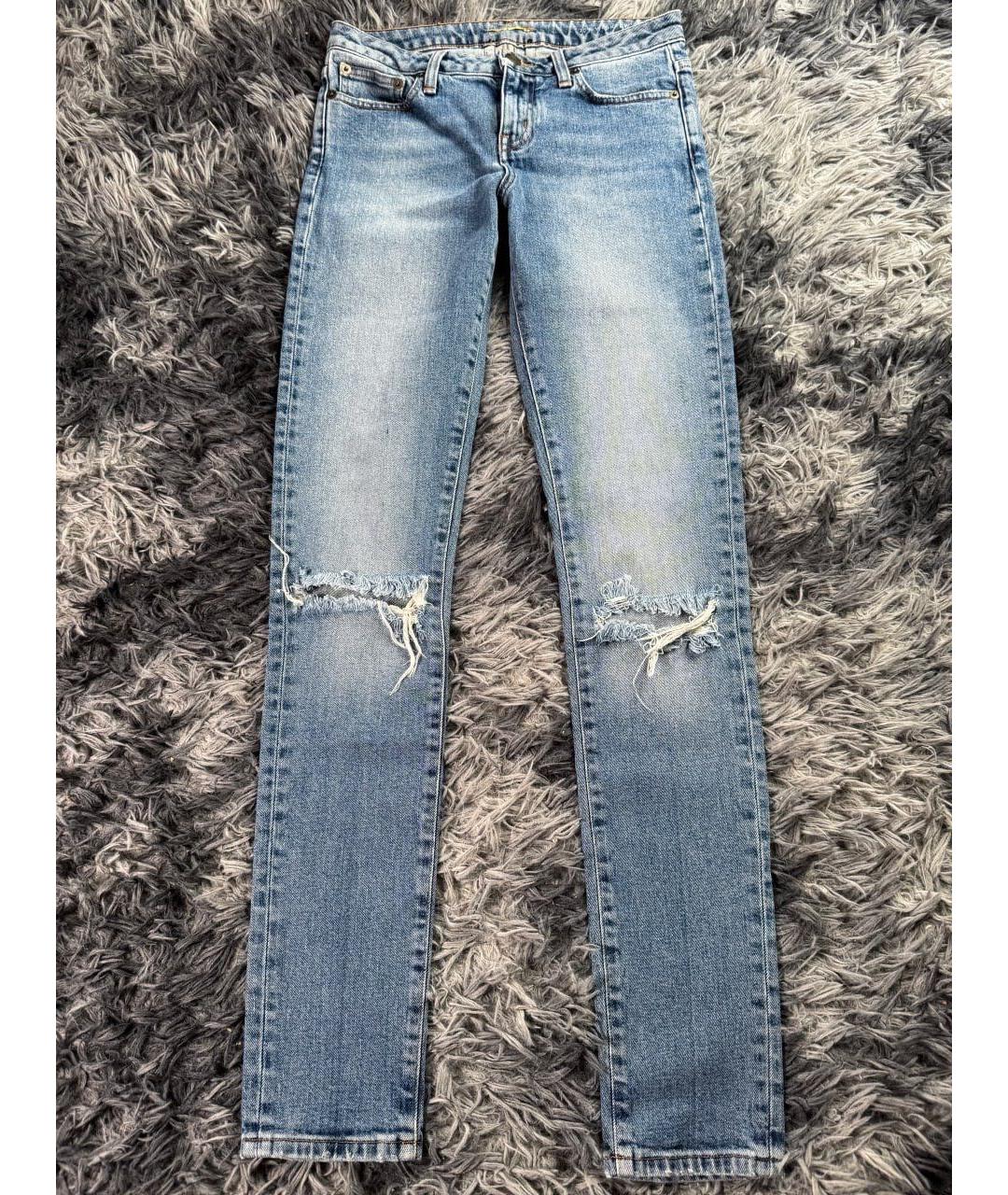 SAINT LAURENT Синие хлопковые джинсы слим, фото 9