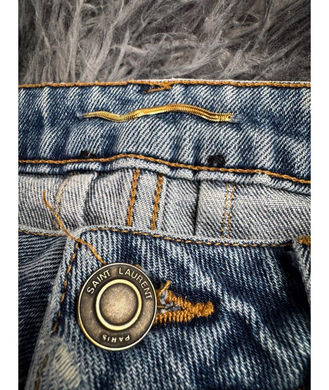 SAINT LAURENT Синие хлопковые джинсы слим, фото 6