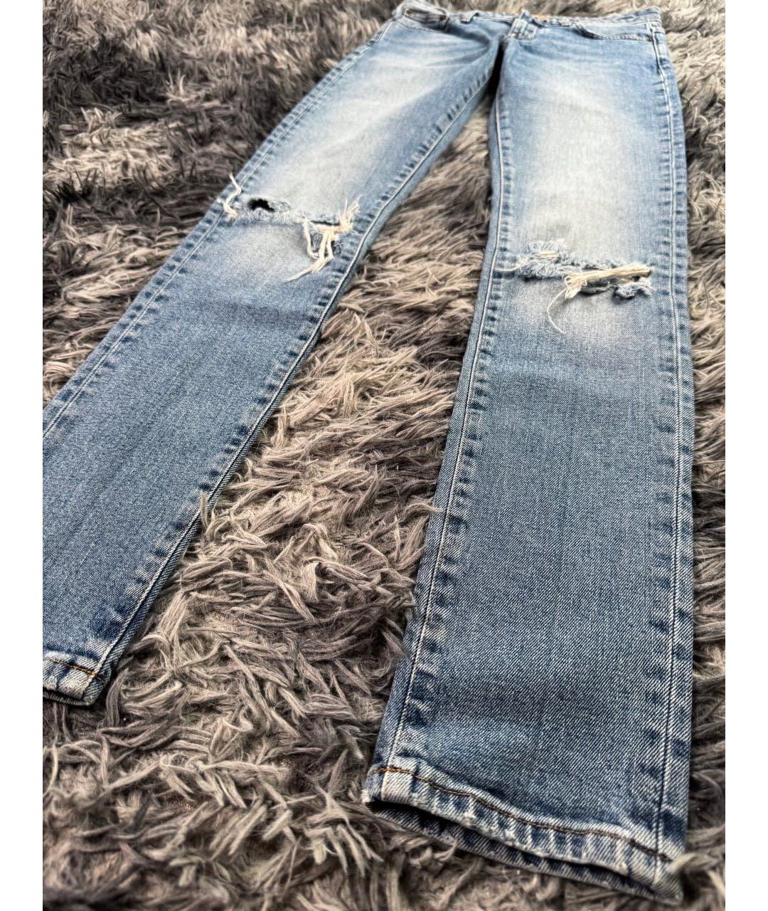 SAINT LAURENT Синие хлопковые джинсы слим, фото 4