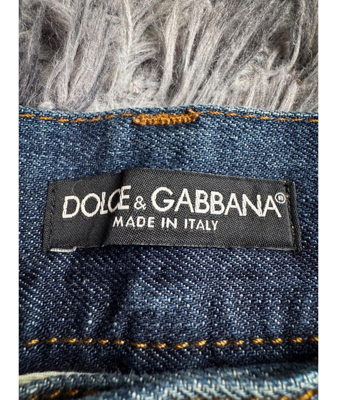 DOLCE&GABBANA Темно-синие хлопковые прямые джинсы, фото 6