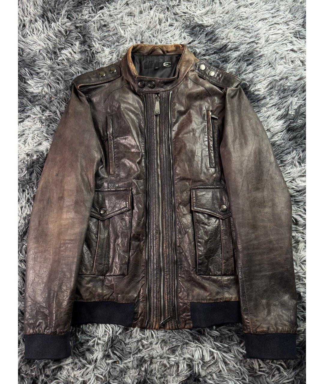 JUST CAVALLI Коричневая кожаная куртка, фото 8