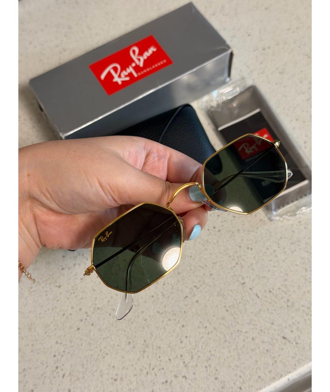 RAY BAN Золотые металлические солнцезащитные очки, фото 5