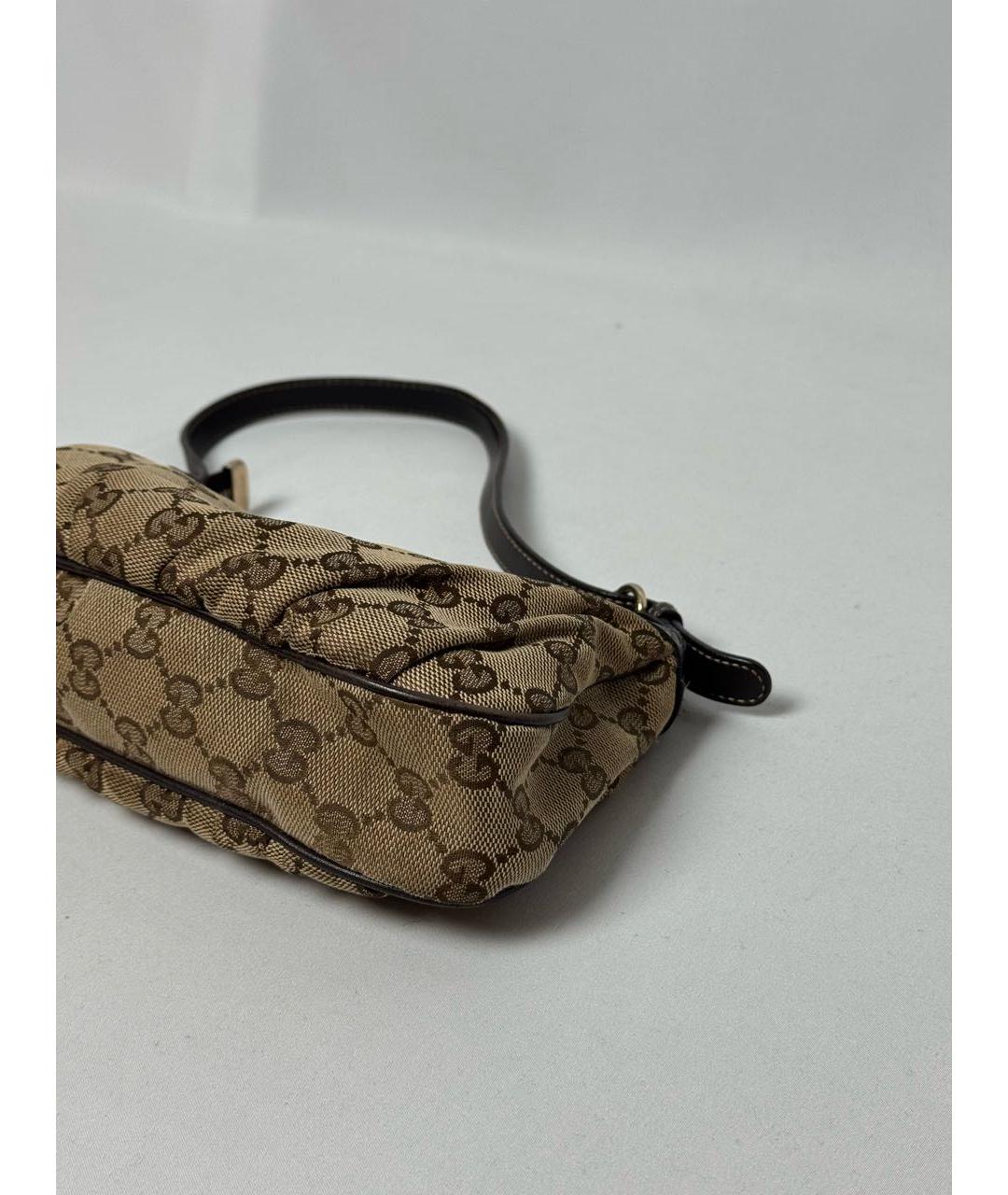 GUCCI Бежевая сумка на плечо из канвы, фото 6