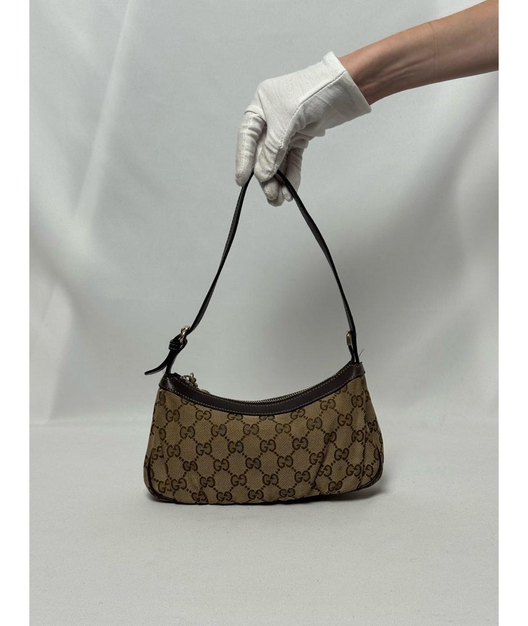 GUCCI Бежевая сумка на плечо из канвы, фото 3