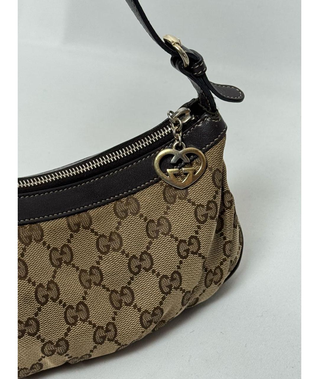 GUCCI Бежевая сумка на плечо из канвы, фото 4