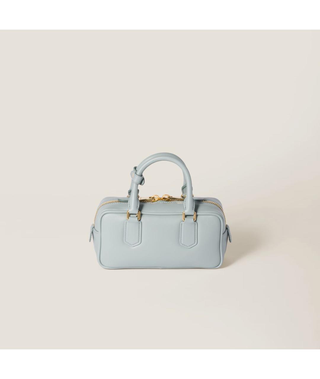 MIU MIU Голубая кожаная сумка с короткими ручками, фото 4