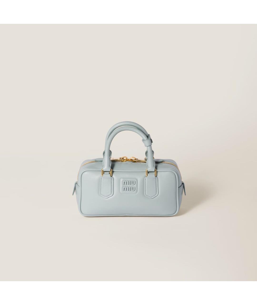 MIU MIU Голубая кожаная сумка с короткими ручками, фото 9
