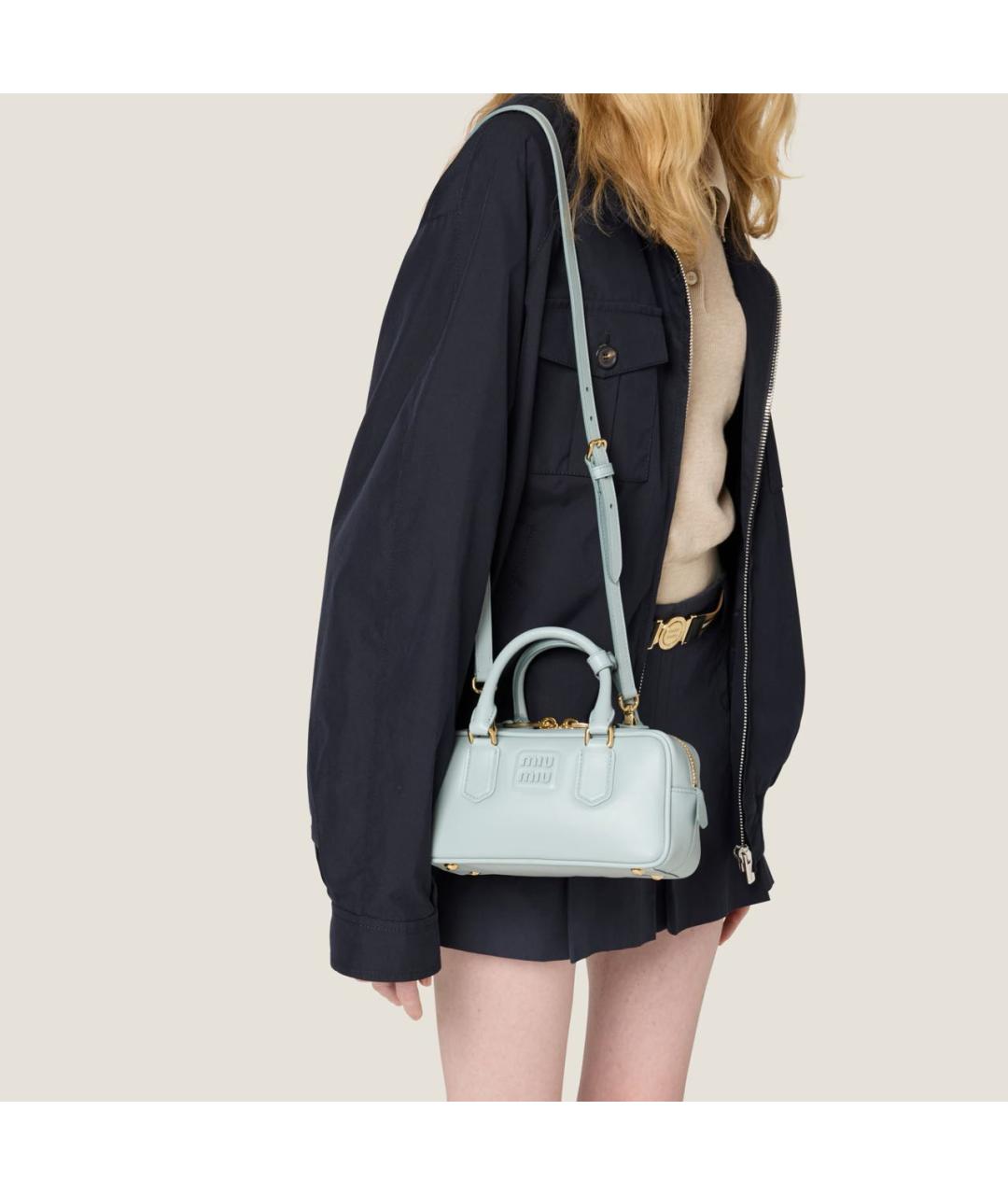 MIU MIU Голубая кожаная сумка с короткими ручками, фото 8