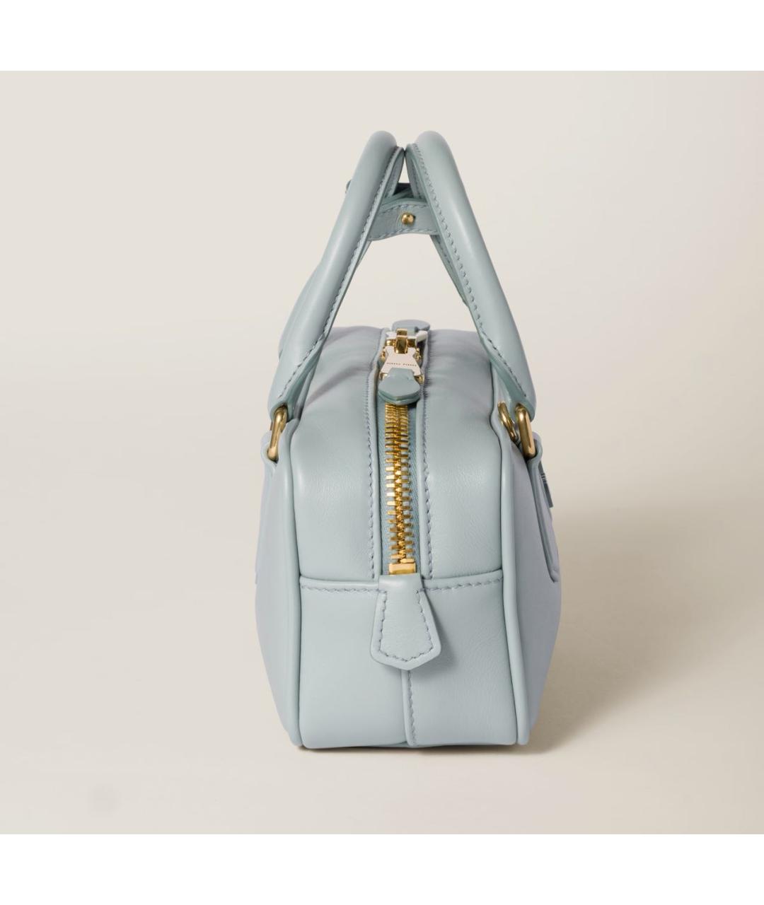 MIU MIU Голубая кожаная сумка с короткими ручками, фото 7