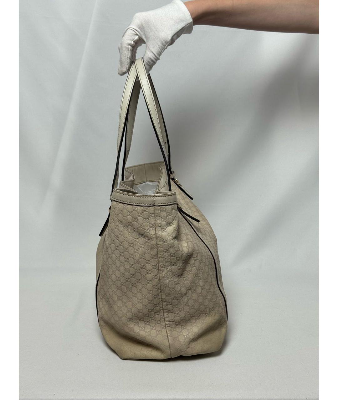 GUCCI Бежевая кожаная сумка тоут, фото 4