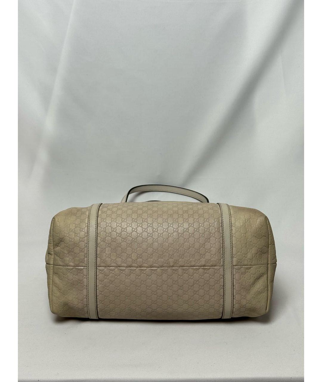 GUCCI Бежевая кожаная сумка тоут, фото 6