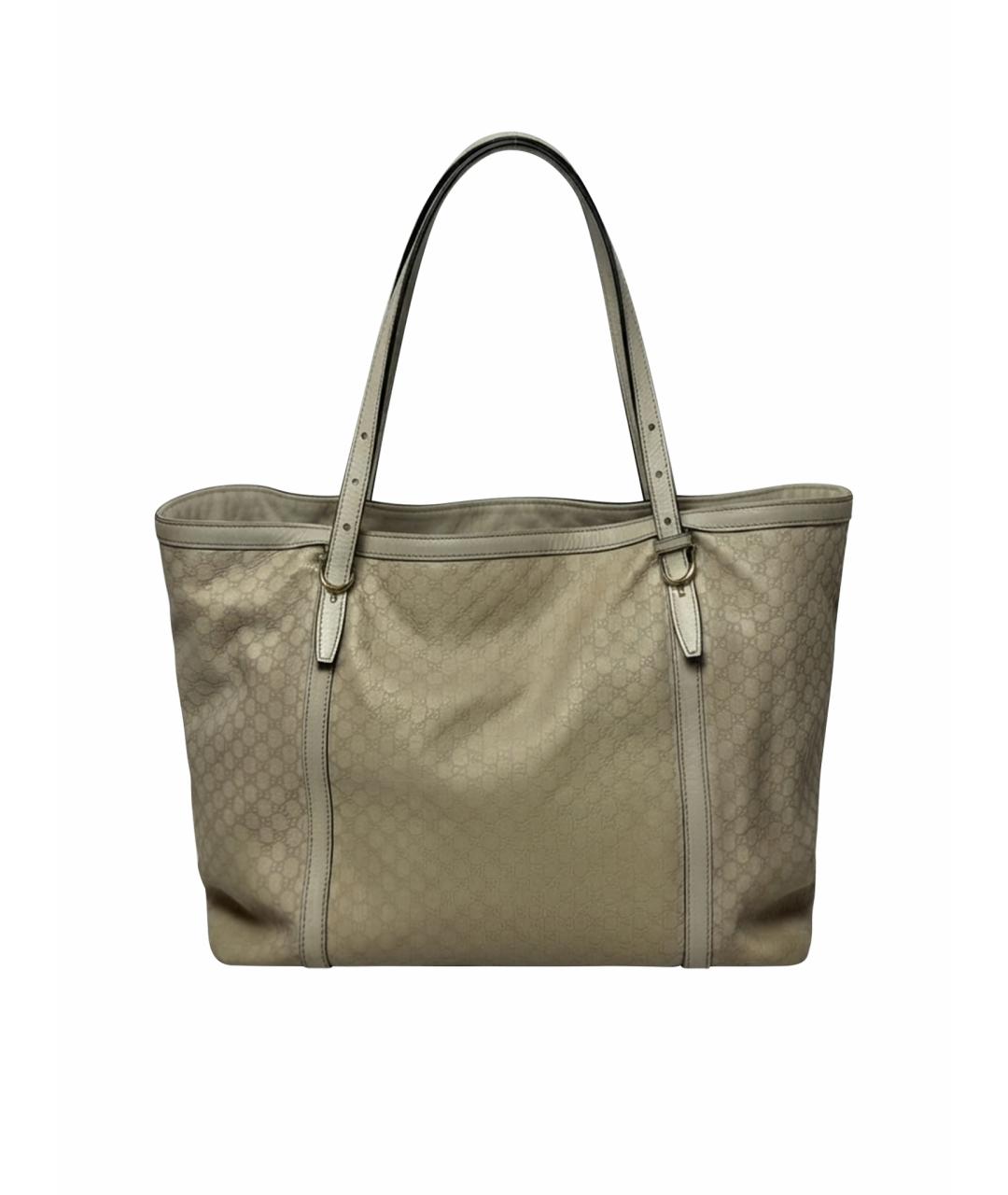 GUCCI Бежевая кожаная сумка тоут, фото 1
