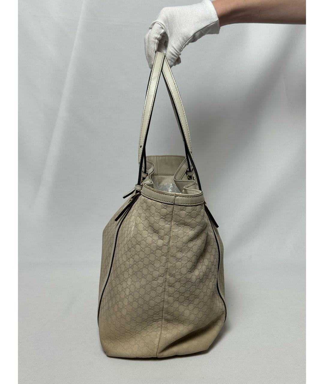GUCCI Бежевая кожаная сумка тоут, фото 2
