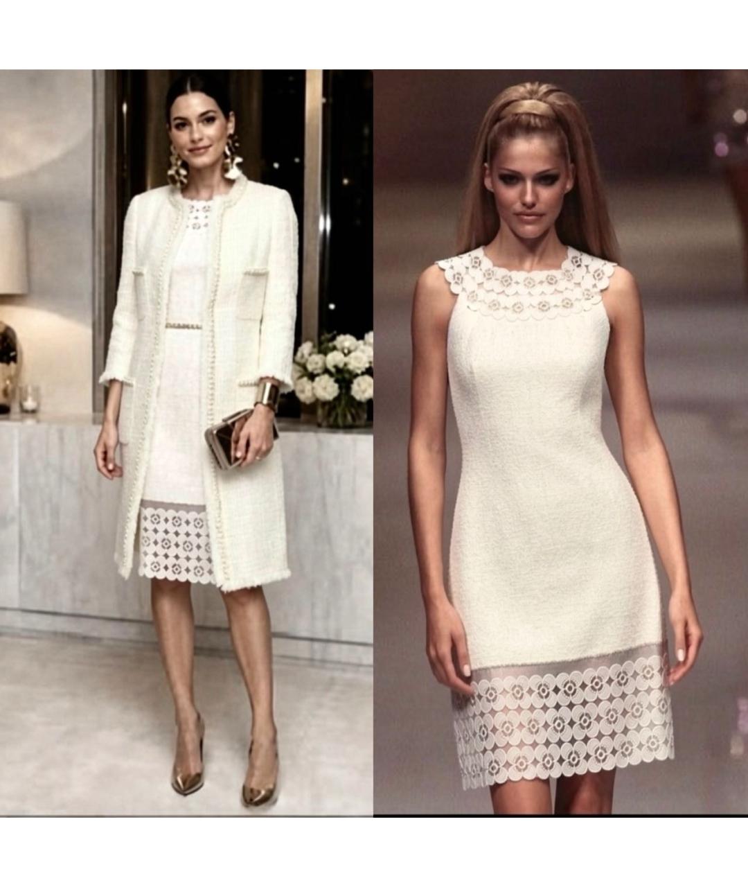 CHANEL Белое твидовое коктейльное платье, фото 3