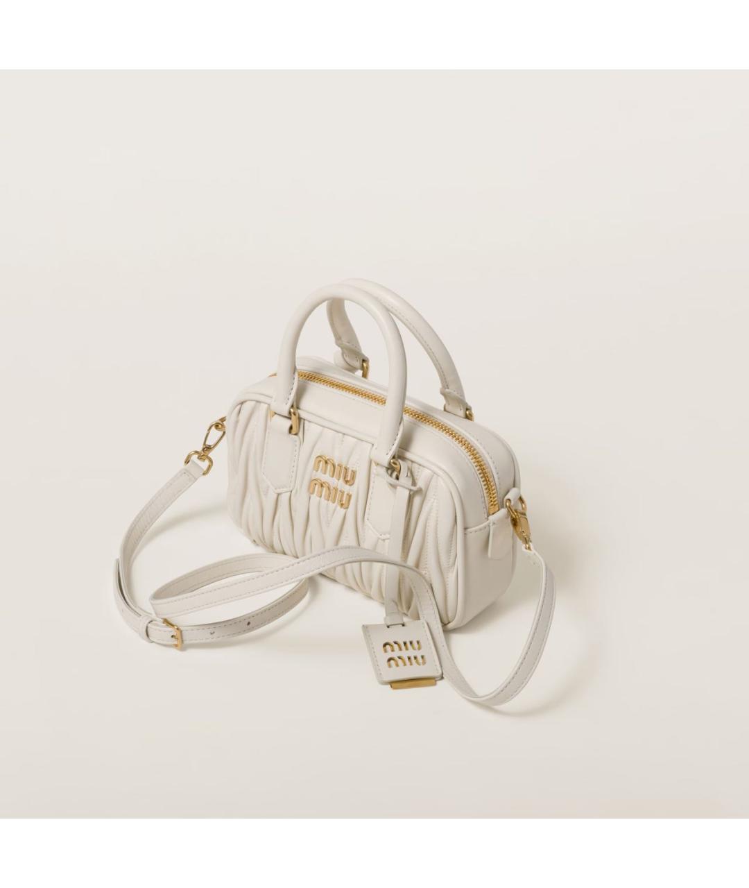 MIU MIU Белая кожаная сумка с короткими ручками, фото 2