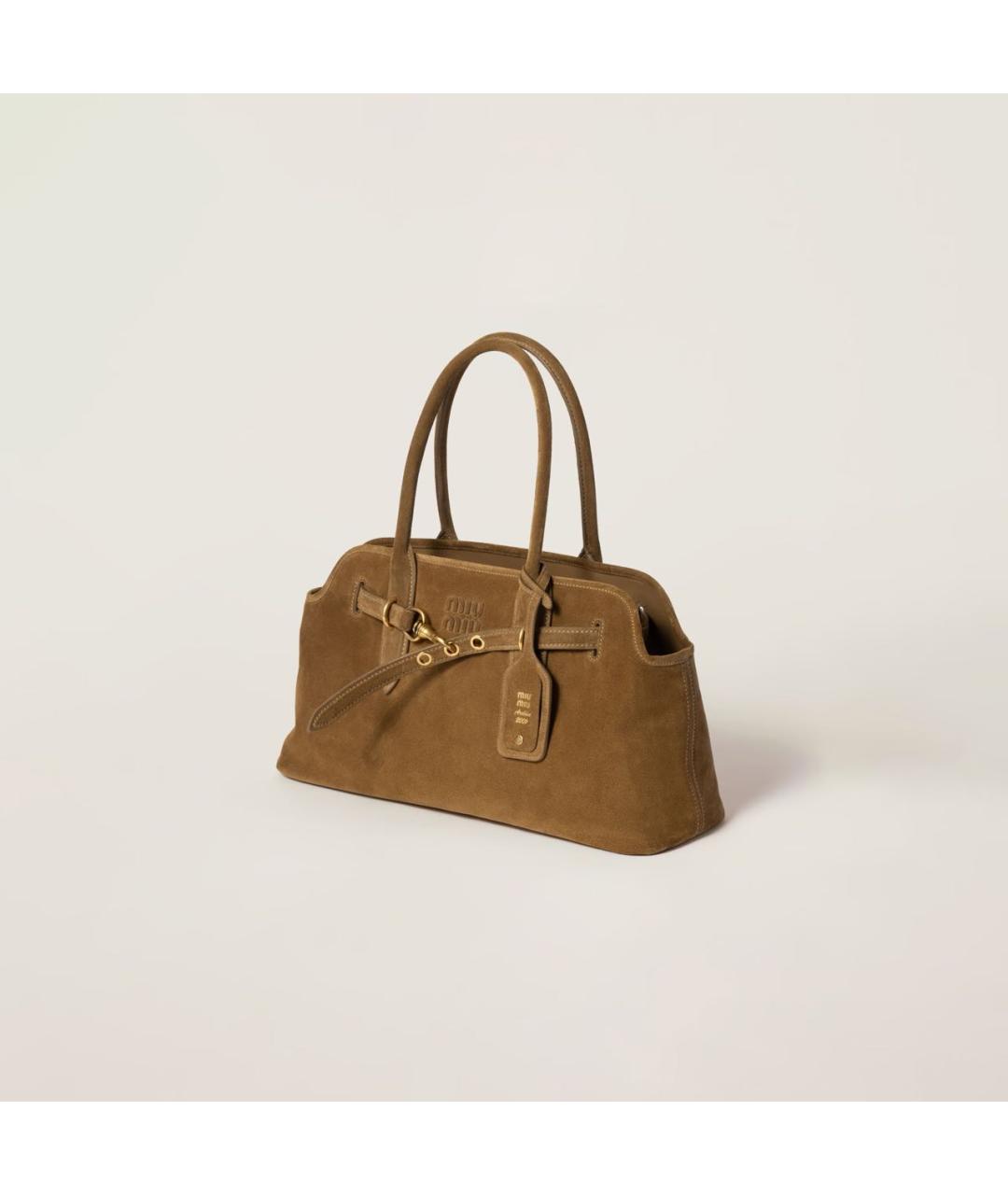 MIU MIU Коричневая кожаная сумка с короткими ручками, фото 2