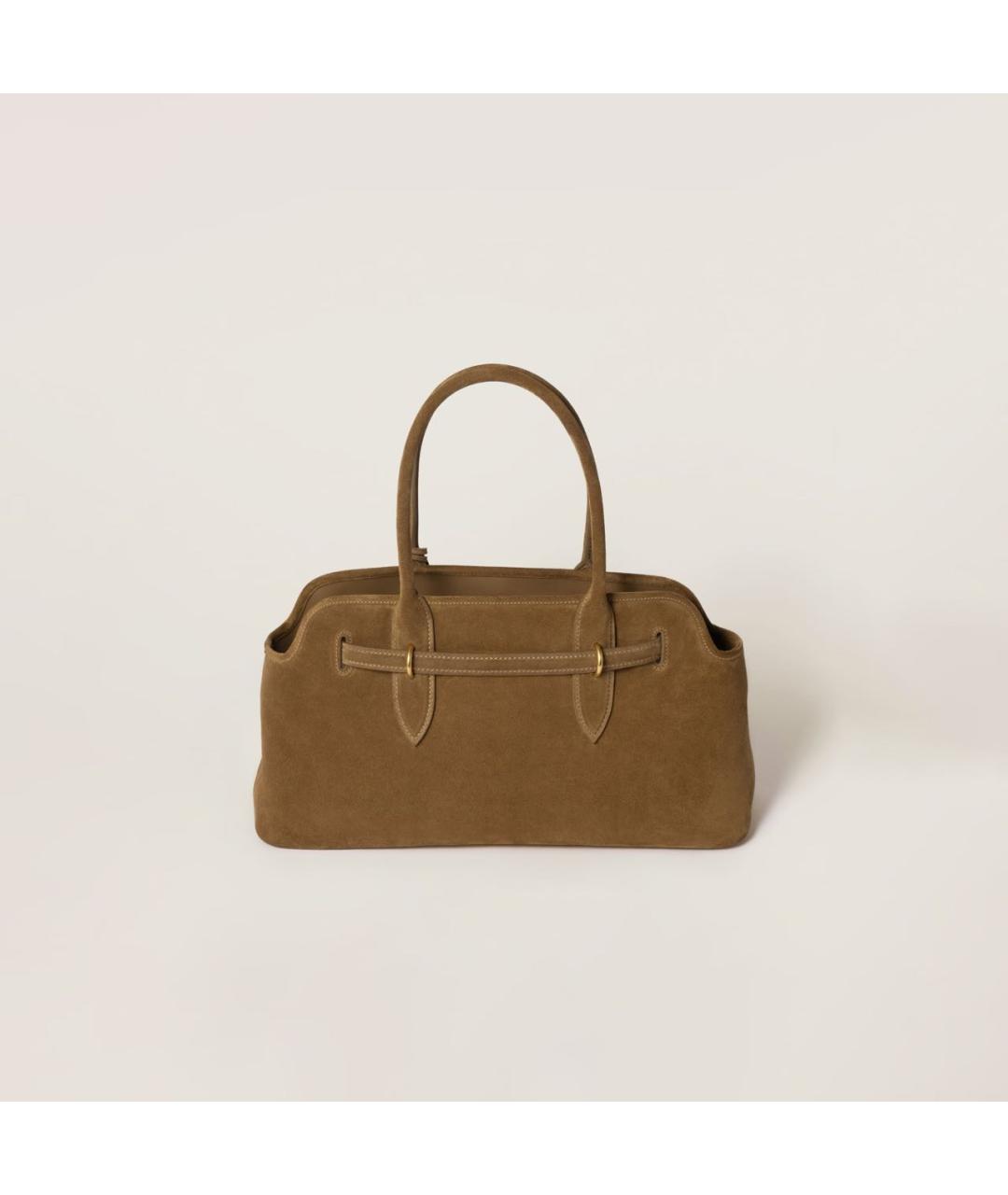 MIU MIU Коричневая кожаная сумка с короткими ручками, фото 3