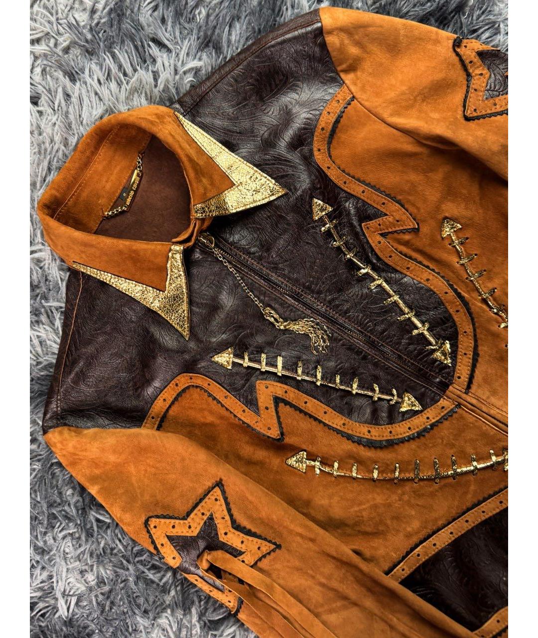 ROBERTO CAVALLI Коричневая кожаная куртка, фото 4