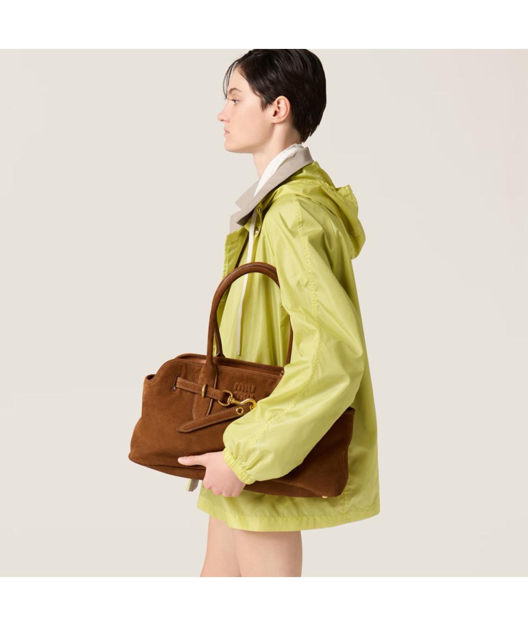 MIU MIU Коричневая кожаная сумка с короткими ручками, фото 2