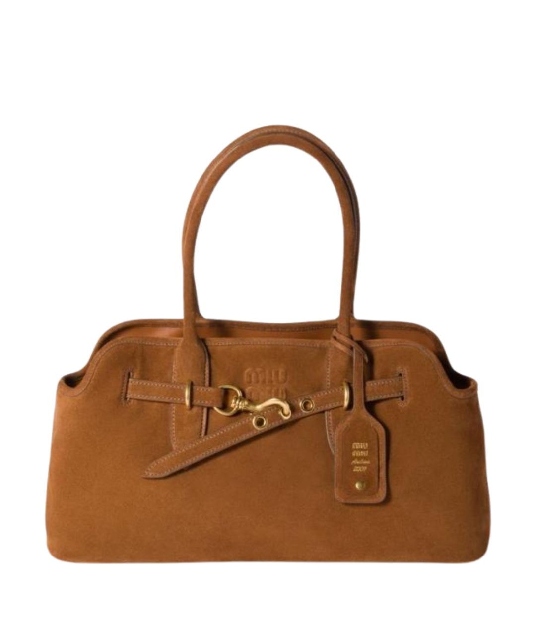 MIU MIU Коричневая кожаная сумка с короткими ручками, фото 1