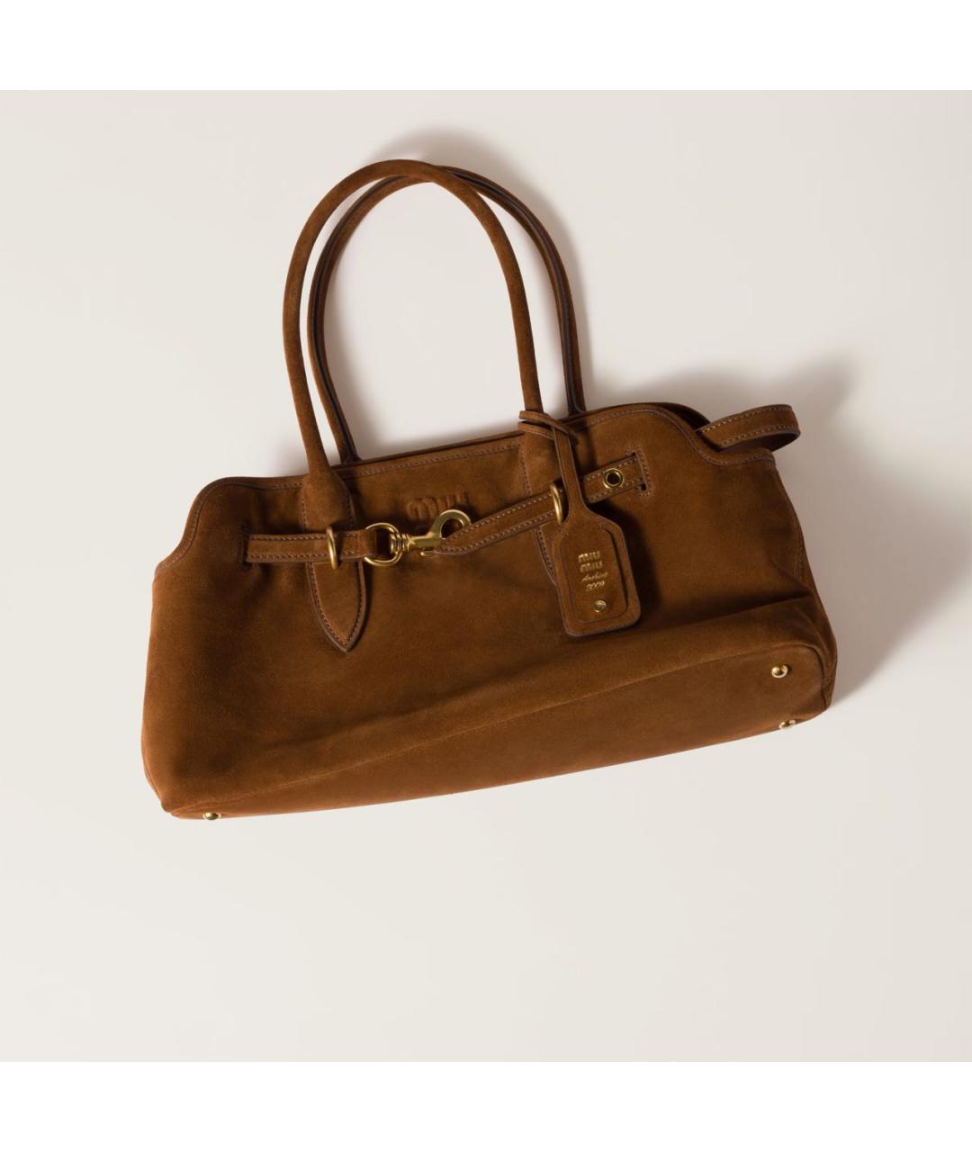 MIU MIU Коричневая кожаная сумка с короткими ручками, фото 8