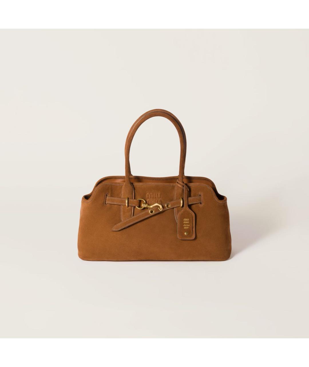 MIU MIU Коричневая кожаная сумка с короткими ручками, фото 9