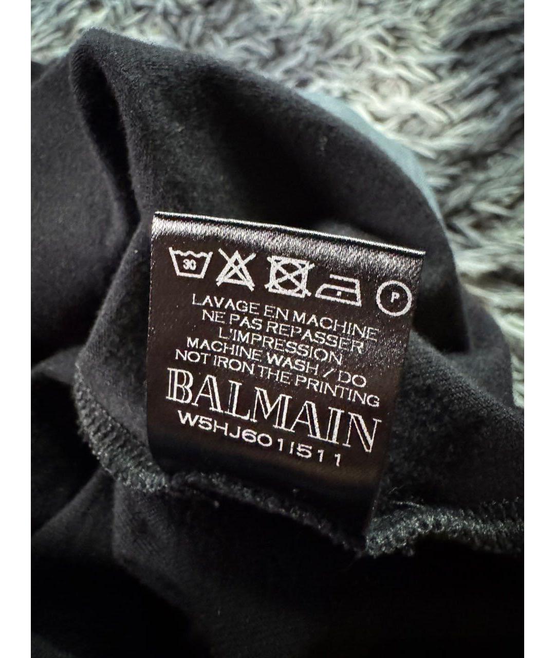 BALMAIN Черная хлопковая футболка, фото 5