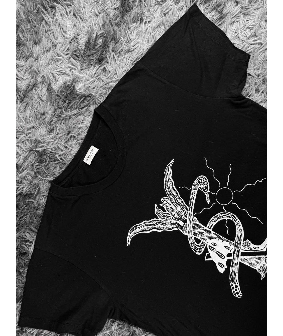 SAINT LAURENT Черная хлопковая футболка, фото 3