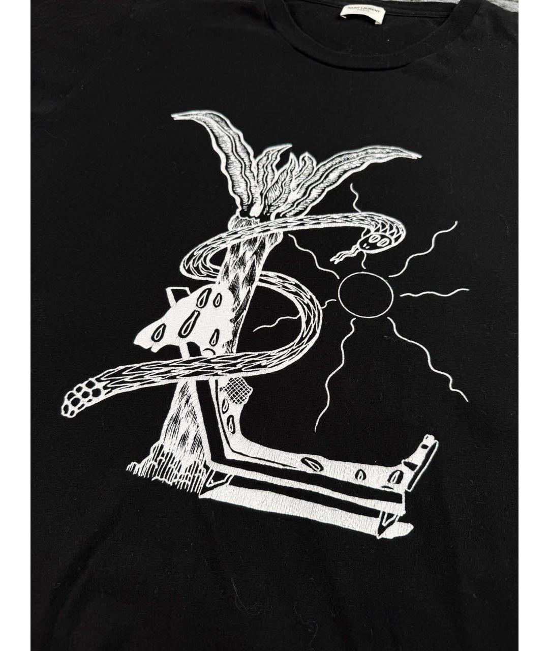 SAINT LAURENT Черная хлопковая футболка, фото 6
