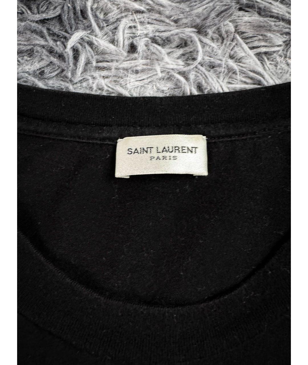 SAINT LAURENT Черная хлопковая футболка, фото 7
