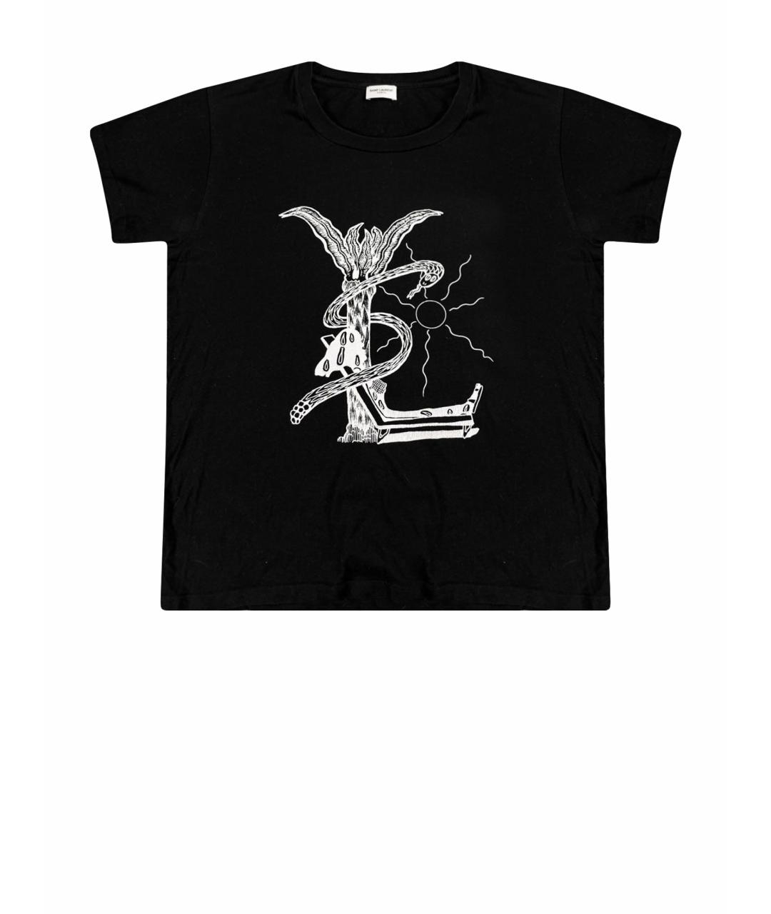 SAINT LAURENT Черная хлопковая футболка, фото 1
