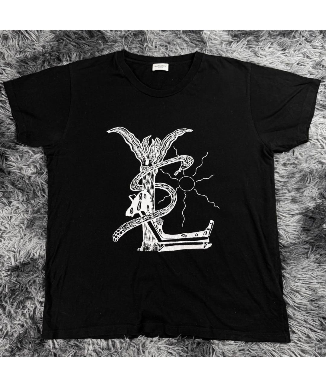 SAINT LAURENT Черная хлопковая футболка, фото 8