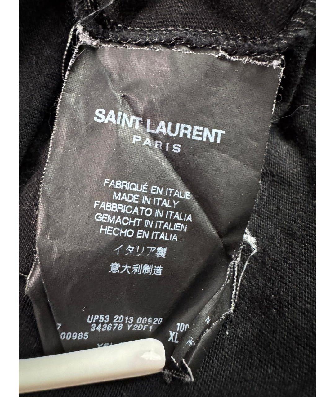 SAINT LAURENT Черная хлопковая футболка, фото 4
