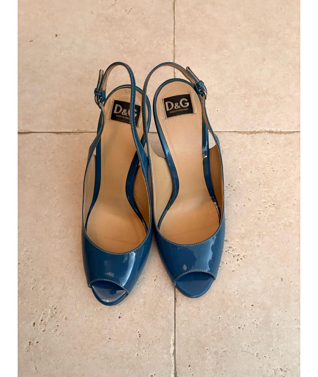 DOLCE&GABBANA Синие босоножки из лакированной кожи, фото 2