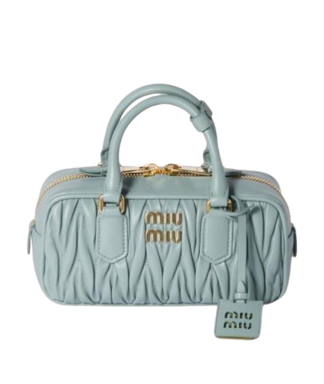 MIU MIU Голубая кожаная сумка с короткими ручками, фото 1