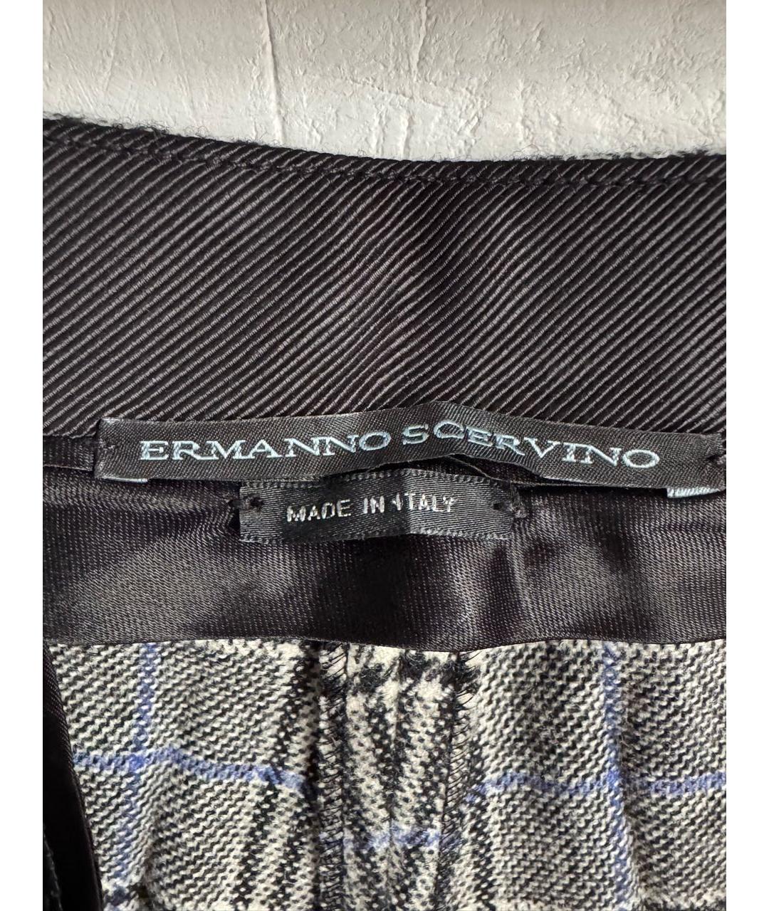 ERMANNO SCERVINO Серые шерстяные прямые брюки, фото 5